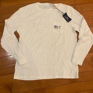 Vineyard Vines long sleeve white pocket lacrosse t-shirt tee shirt NWT